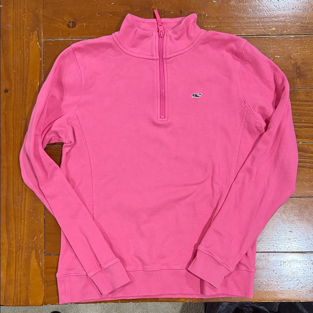 Vineyard Vines Women's Bright Pink Quarter-Zip Sweatshirt